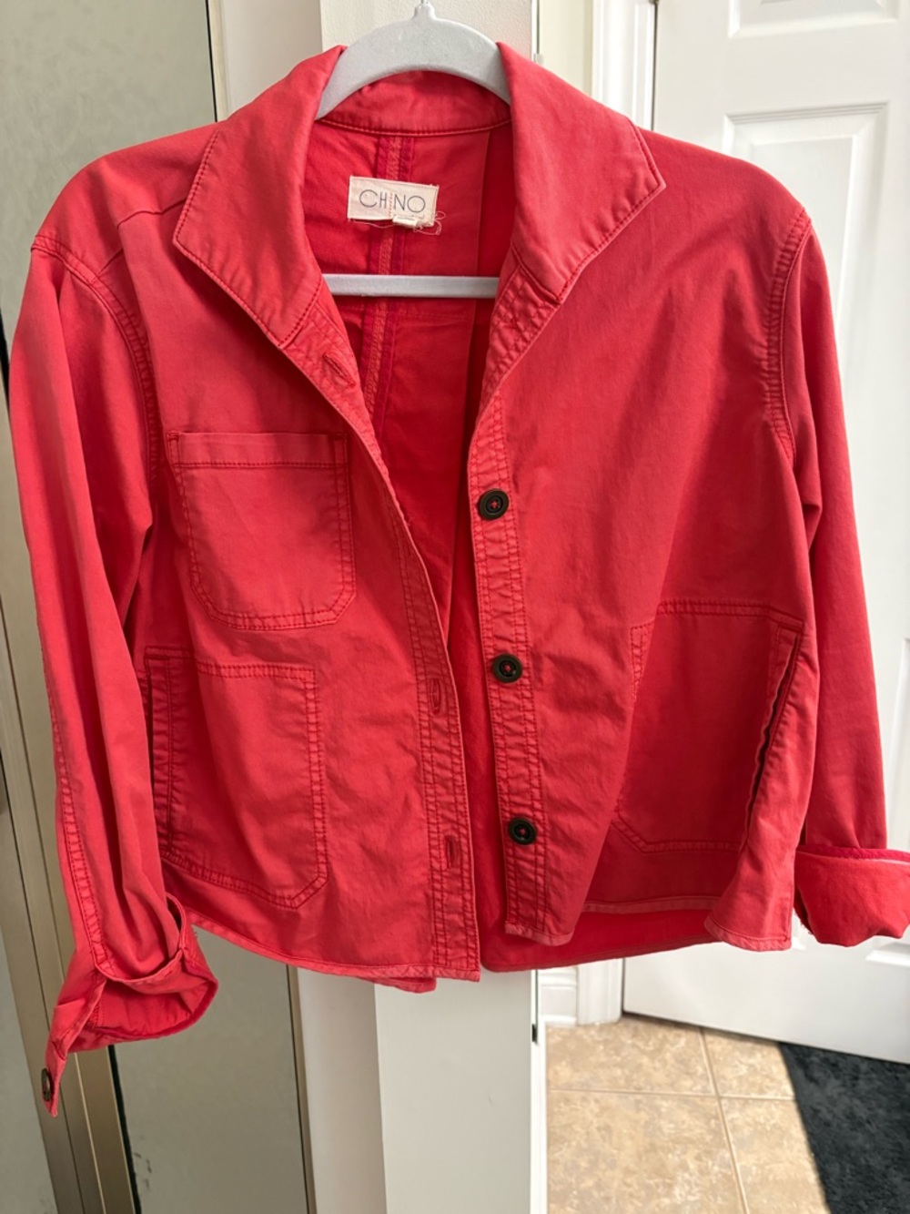 Anthropologie CHINO Bright Red Button Jacket